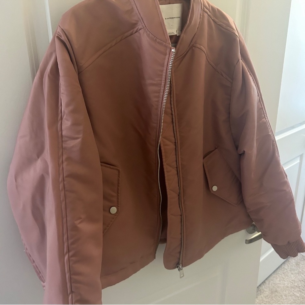 Anthropologie Dusty Pink Bomber Jacket Like New - Picture 5 of 6